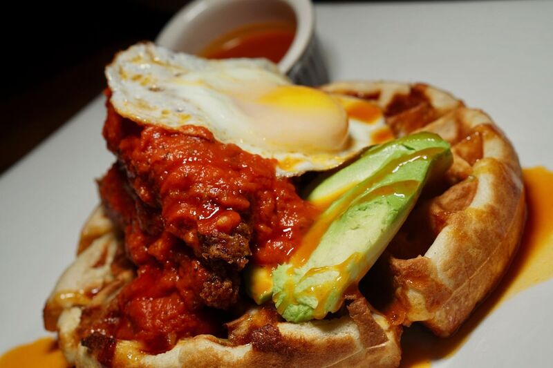 Chicken and Waffles at The Conference Room. Photo by The Foodie Biz